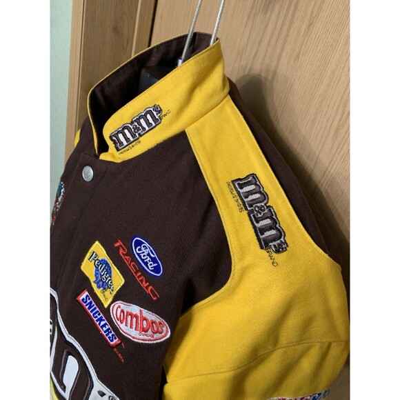 Vintage Chase Authentics M&M Varsity Jacket Men size Med brown yellow NASCAR - Picture 7 of 16